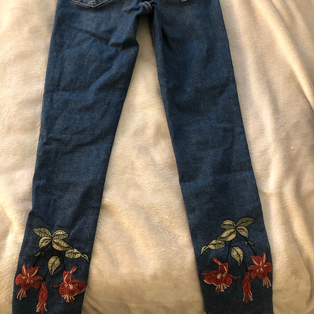 Top Shop Petite Embroidered Jeans